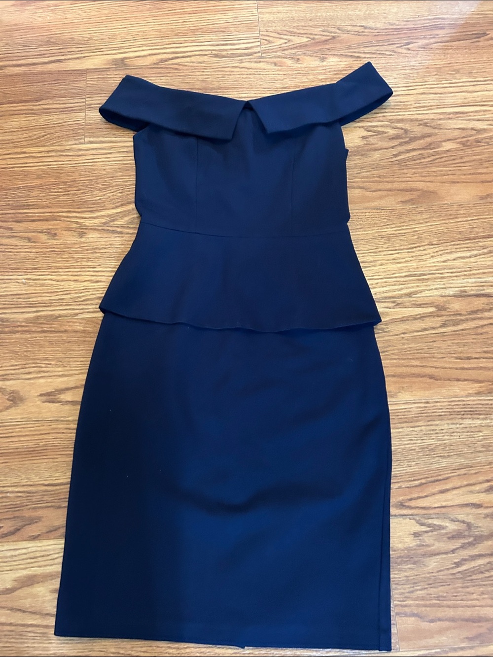 Ted Baker Navy Off-Shoulder Peplum Midi Dress